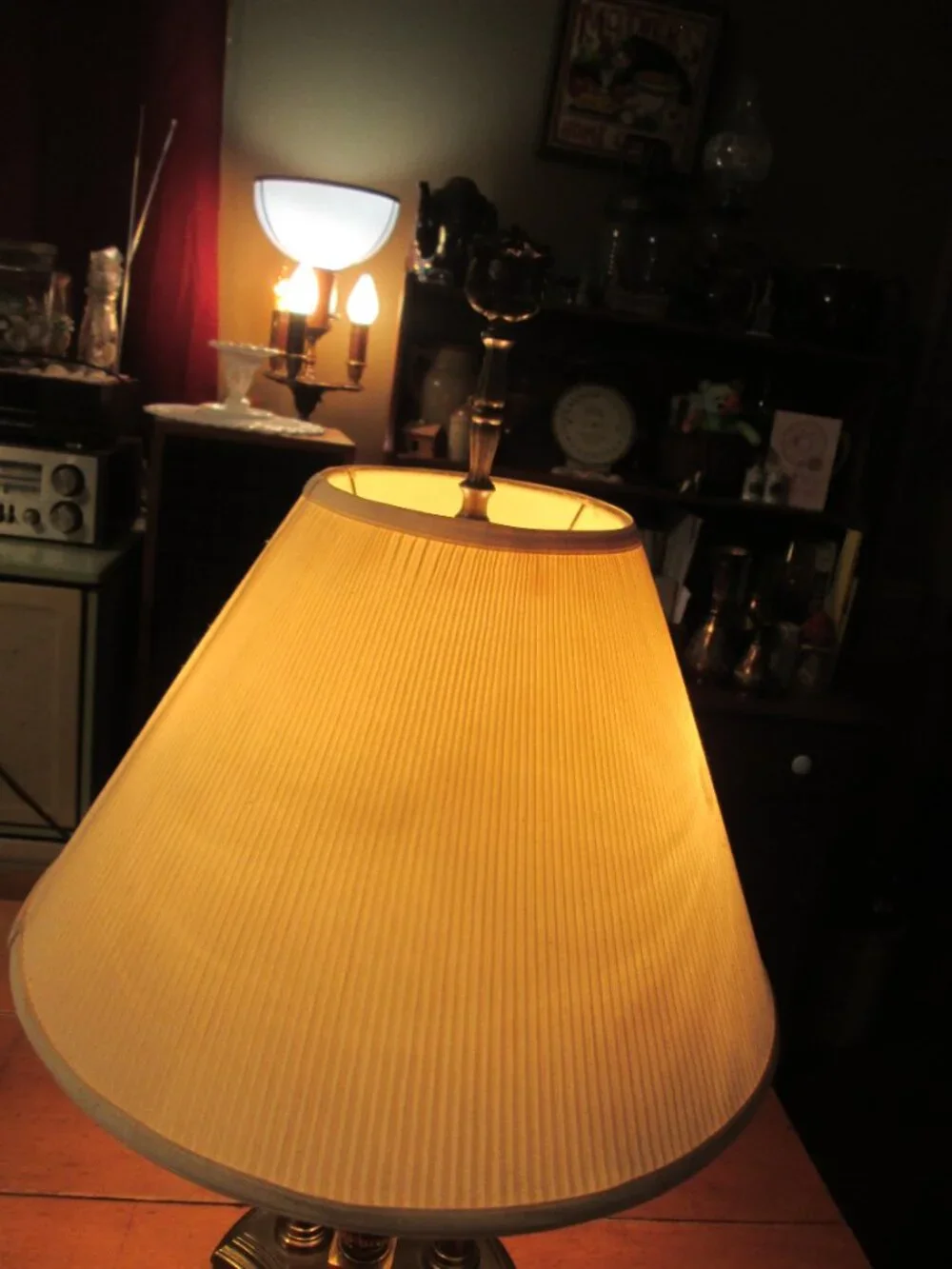 Vtg french style solid brass bouillotte 3 candlepillar 2 way light 21 in lamp